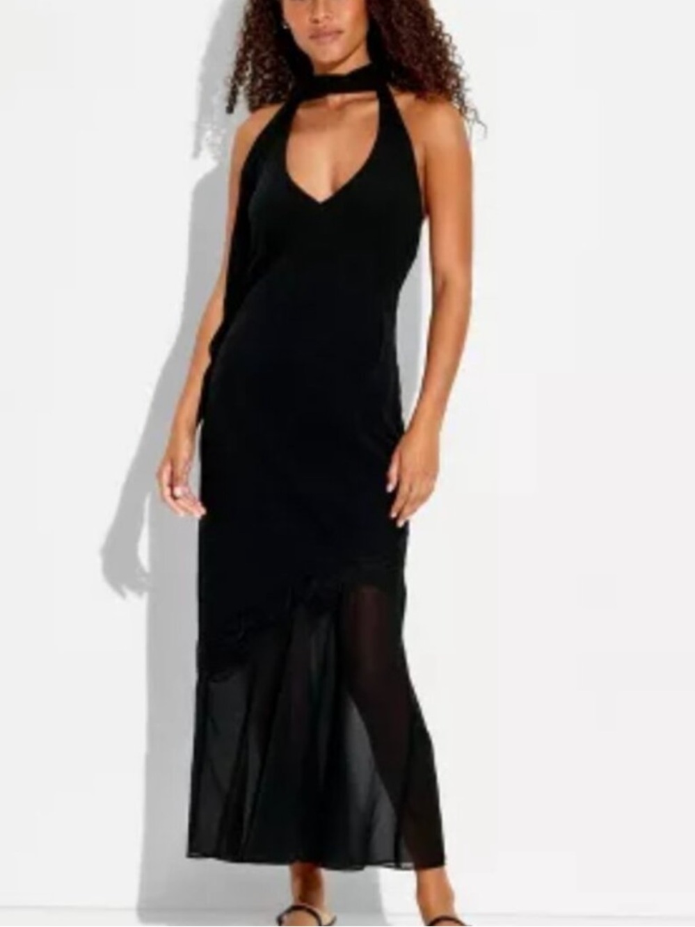 Black Halter Scarf Maxi Dress - Wild Fable Black